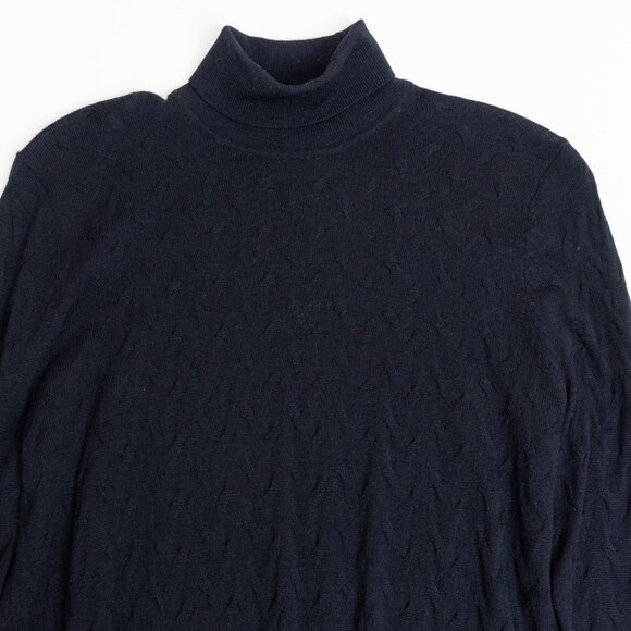 Patrick Assaraf 100% Merino Wool Turtleneck Sweater Navy Textured Knit Small - Picture 4 of 12